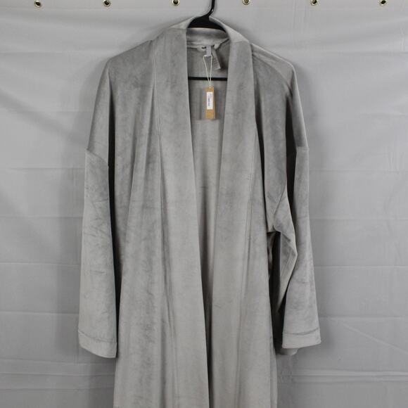 Skims Robe Womens Medium Sienna Relaxed Fit Velour Gray Soft Long Lounge Duster - Picture 5 of 11